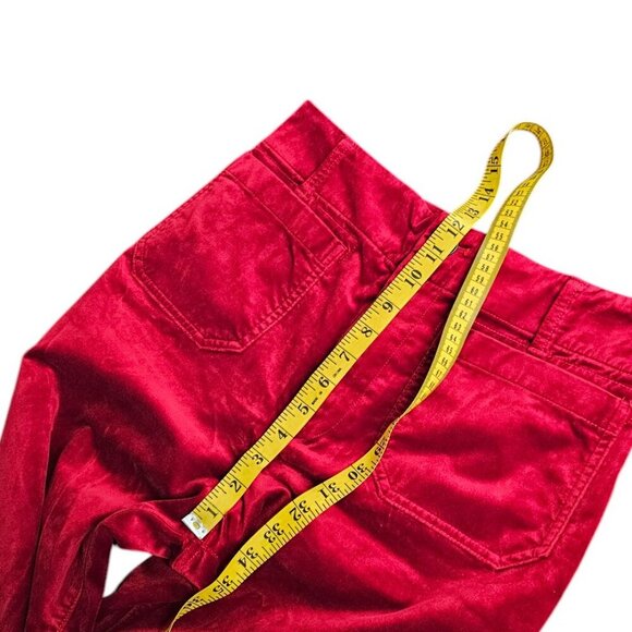 Anthropologie Maeve The Colette Wide Leg Crop Pant, Velvet, High Rise, Red, 28 - Picture 9 of 10